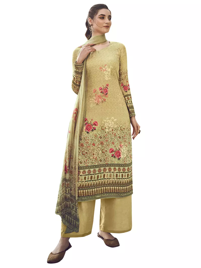 Gold digital print pure silk salwar
