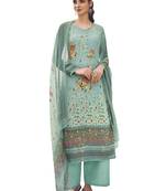 Turquoise digital print pure silk salwar