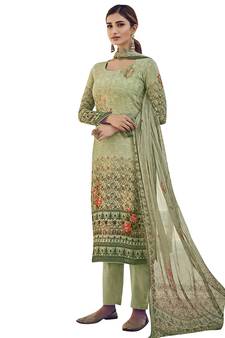 Green digital print pure silk salwar