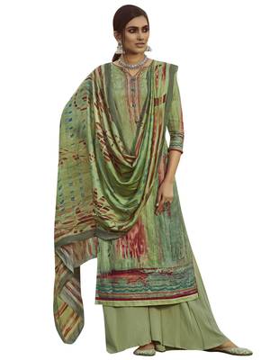 Green embroidered pure pashmina salwar 1