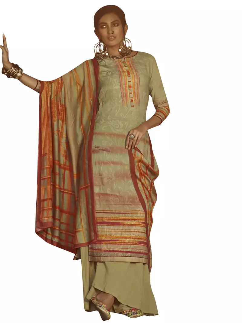 Green digital print pure pashmina salwar