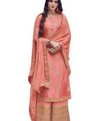 Peach embroidered art silk salwar