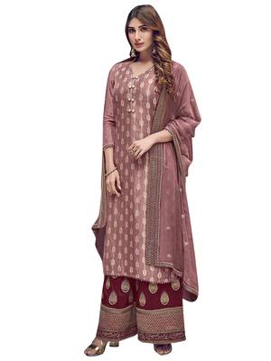 Pink embroidered art silk salwar 1