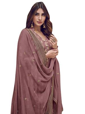 Pink embroidered art silk salwar 2