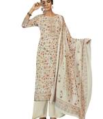 Cream digital print pashmina salwar