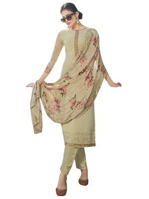 Green embroidered pure georgette salwar 1