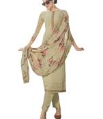 Green embroidered pure georgette salwar