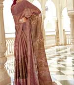 Light pink printed brasso saree with blouse