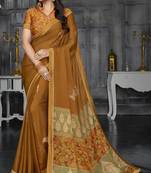 Mustard printed chiffon saree with blouse