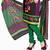 Black and multicolor printed Crepe unstitched salwar with dupatta