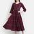 Women's Wine Rayon Slub Dyed Anarkali Dress