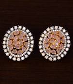 Gold Plated Champagne Stone Embellished American Diamond Earrings 216ED331