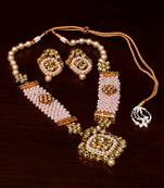 Kundan, Pearls and Beads Embellished Designer Necklace Set 317FNN182