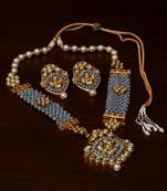 Kundan, Pearls and Beads Embellished Designer Necklace Set 317FNN183