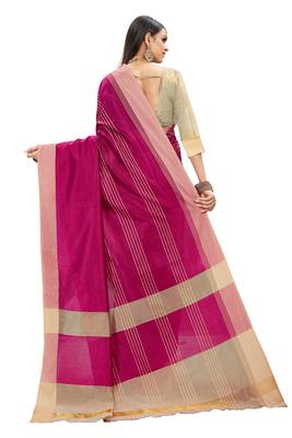 Pink woven cotton silk saree with blouse 2