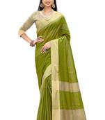 Mehendi woven cotton silk saree with blouse