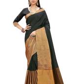 Black woven cotton silk saree with blouse