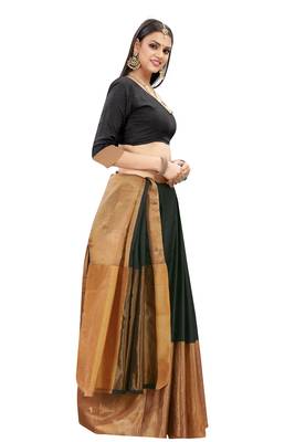 Black woven cotton silk saree with blouse 3