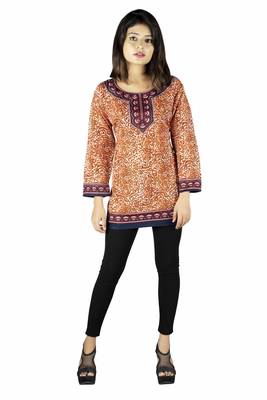Orange printed Poly top 1