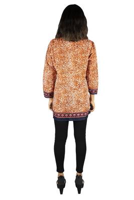 Orange printed Poly top 2