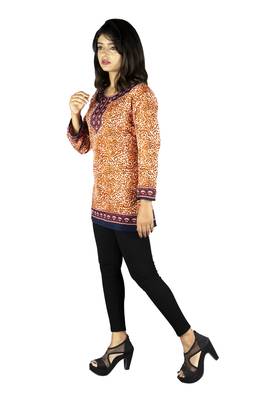 Orange printed Poly top 3