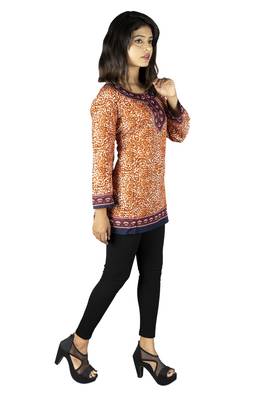 Orange printed Poly top 4