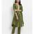 Green Silk Blend Flared Gota Kurta Pant Set