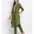 Green Silk Blend Flared Gota Kurta Pant Set