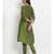 Green Silk Blend Flared Gota Kurta Pant Set