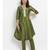 Green Silk Blend Flared Gota Kurta Pant Set