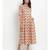 Beige Floral Printed Tassel Flared Dress