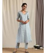 Grey Silk Kurta Pant Set