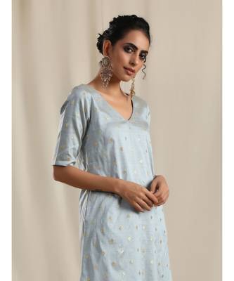 Grey Silk Kurta Pant Set 2