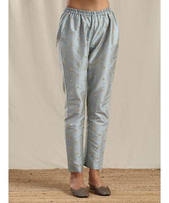 Grey Silk Kurta Pant Set 5