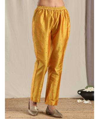 Yellow Silk Kurta Pant Set 5