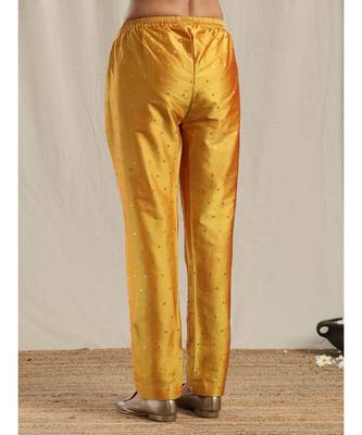 Yellow Silk Kurta Pant Set 6