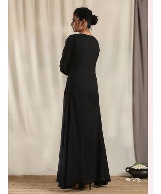 Black Crinkle Front Slit Kurta 4