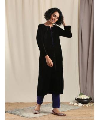 Black Velvet slit Kurta 1