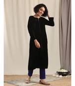 Black Velvet slit Kurta