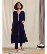 Blue Velvet Gota Kurta
