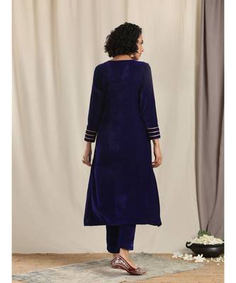 Blue Velvet Gota Kurta 3