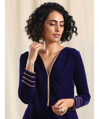 Blue Velvet Gota Kurta 4