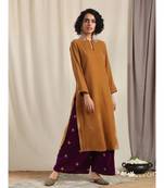 Brown Velvet Slit Kurta