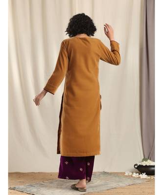 Brown Velvet Slit Kurta 3