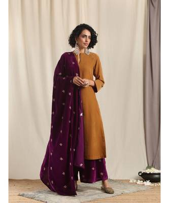 Brown Velvet Slit Kurta 5