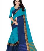 Sky blue woven cotton silk saree with blouse