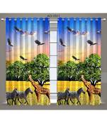 Multicolor Digital Printed Long Crush polyester Curtain Set of Two Pcs fitted with Eyelets