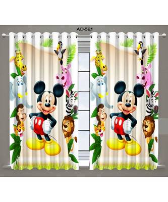 Multicolor Digital Printed Long Crush polyester Curtain Set of Two Pcs fitted with Eyelets 1