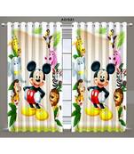 Multicolor Digital Printed Long Crush polyester Curtain Set of Two Pcs fitted with Eyelets