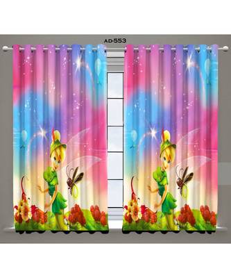 Multicolor Digital Printed Long Crush polyester Curtain Set of Two Pcs fitted with Eyelets 1